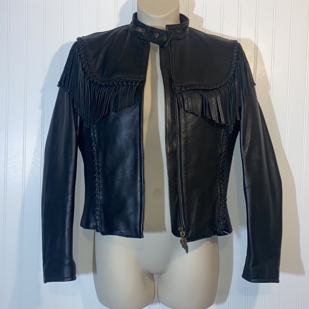 Women's Willie G Harley Davidson leather jacket with Fringe chest 36